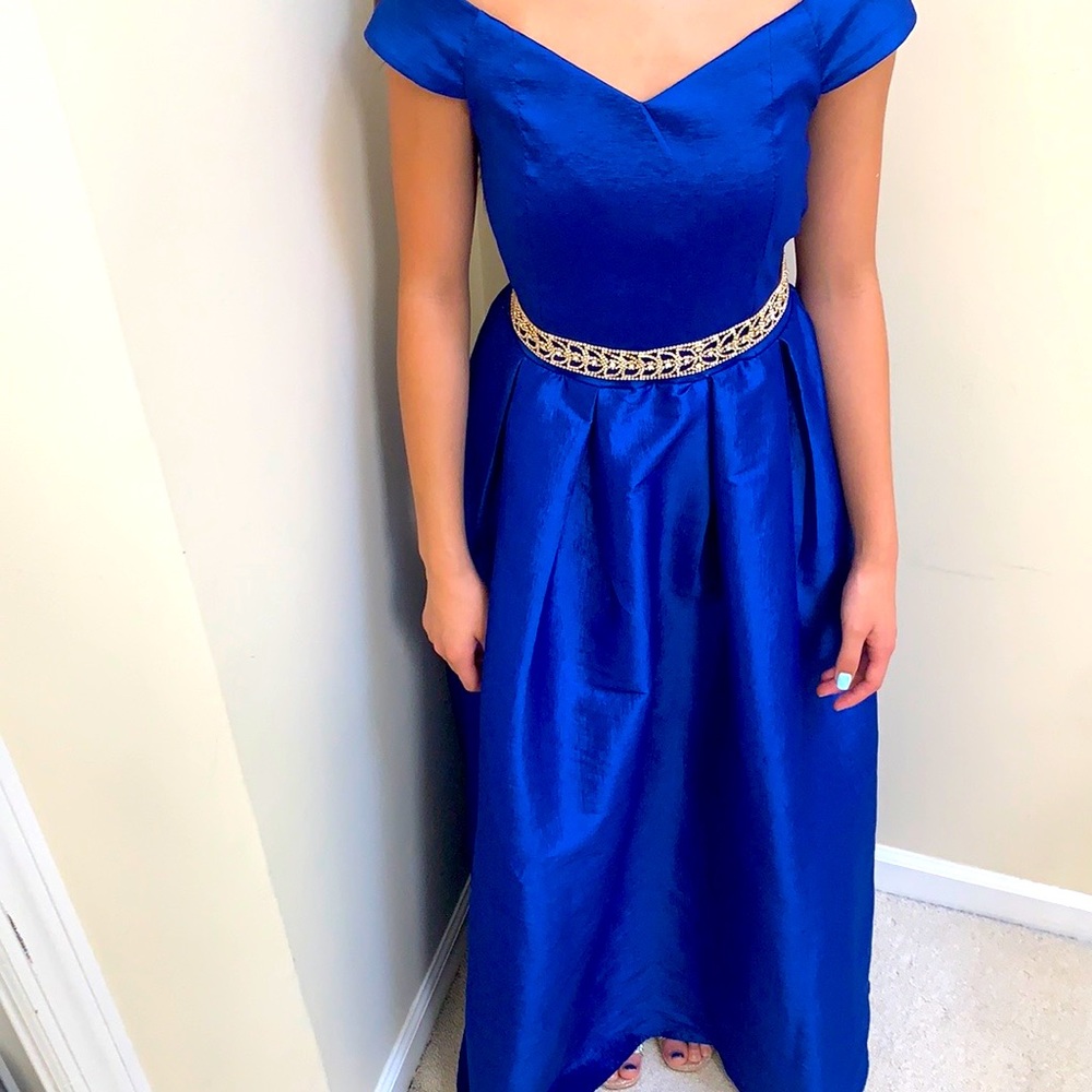 Stunning Electric Blue Gown includes Crystal Belt